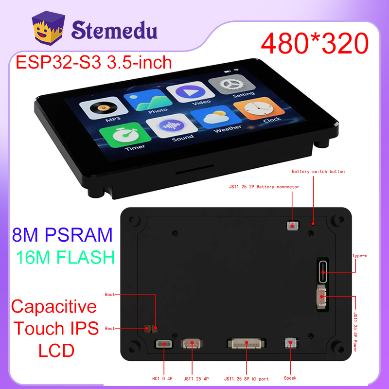 Arduino Diy Electronics - ミニESP32-S3静電容量式タッチipsモジュール,8m,psram,16m,arduino用フラッシュ,lvgl開発,480x320 lcdスクリーンディスプレイ,diy,3.5インチ