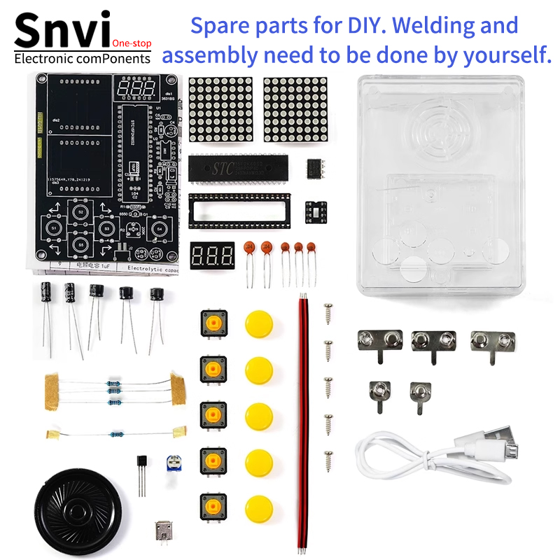 Diy Electronics Game - Snvi DIY ピクセルゲームコンソールキット 51 MCU テトリスパズル電子はんだ付け練習学習キット