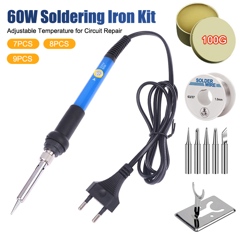 温度調節可能 220V 60W 電気はんだごてキット はんだ - Soldering Iron Kit のレビューと価格